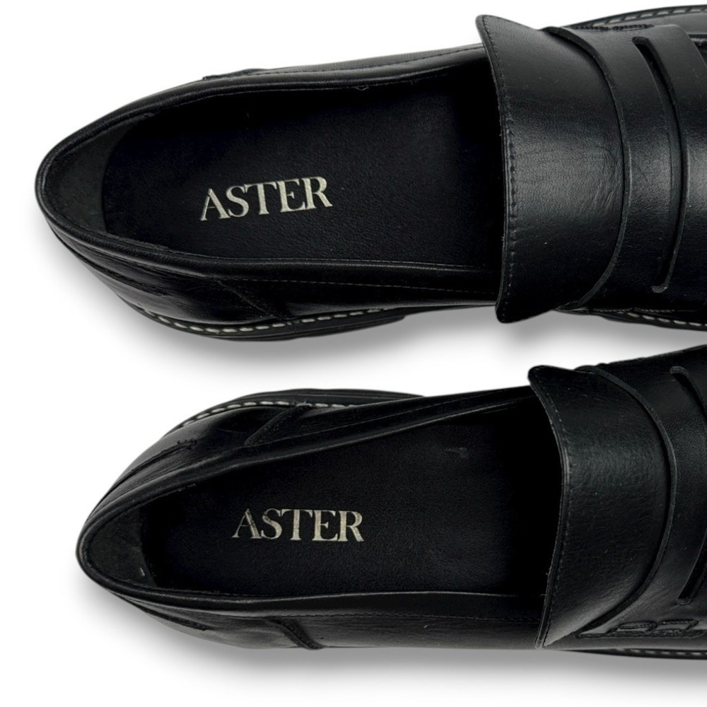 Aster Lug Sole Penny Loafers Womens Size 11 Black Leather Chunky Academia Y2K - Picture 11 of 11